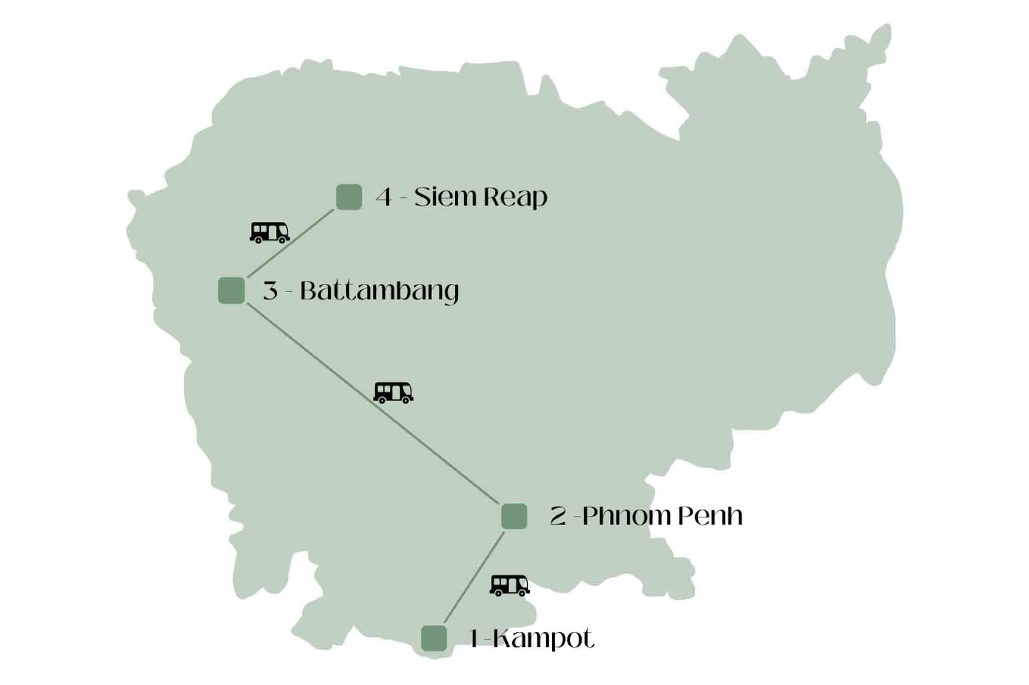 Kambodscha - Route - Rundreise